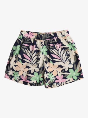 Girls' Roxy Blue Ocean Floor Shorts | 84752-NOJR