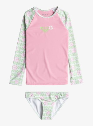 Girls' Roxy Hibiline Long-Sleeve Rashguard Set Swimwear | 27895-CYAP