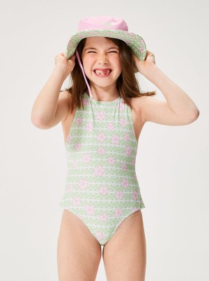 Girls' Roxy Hibiline One-Piece Swimwear | 68530-RQGW