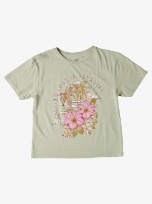 Girls' Roxy Hibiscus Paradise Oversized Boyfriend T-shirts | 58270-KGVS