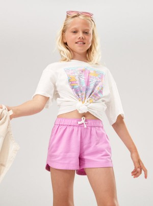 Girls' Roxy Una Mattina Elastic Waist Shorts | 14603-YPQL