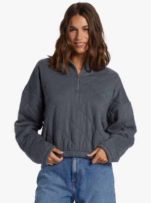 Roxy Bonfire Babe Quilted Fleece Half-Zip Hoodie | 24086-WQTO