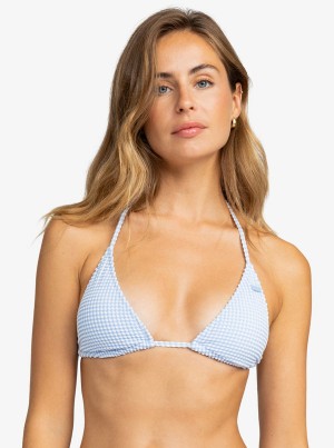 Roxy Gingham Tiki Triangle Bikini Tops | 18042-GJVS