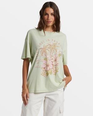 Roxy Hibiscus Paradise Oversized Boyfriend T-shirts | 49510-KGXA