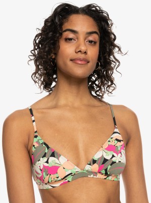 Roxy Printed Beach Classics Fixed Triangle Bikini Tops | 09482-DWPU