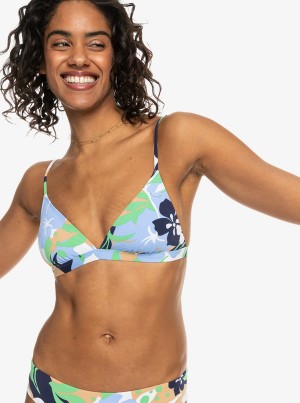 Roxy Printed Beach Classics Fixed Triangle Bikini Tops | 82453-YEMO