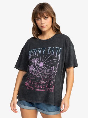 Roxy Sunny Days Washed Oversized T-shirts | 46827-BFOA