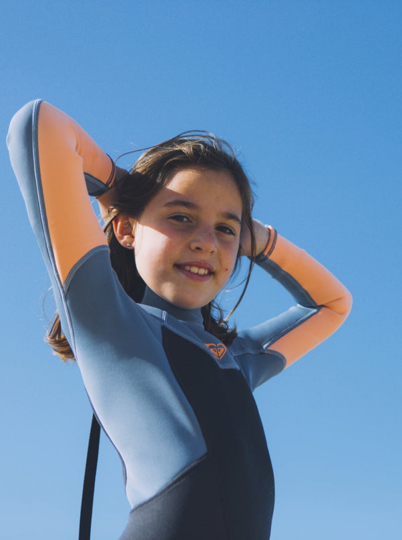 Girls' Roxy 3/2mm Prologue Back Zip Wetsuit Swimwear | 24036-KBOD