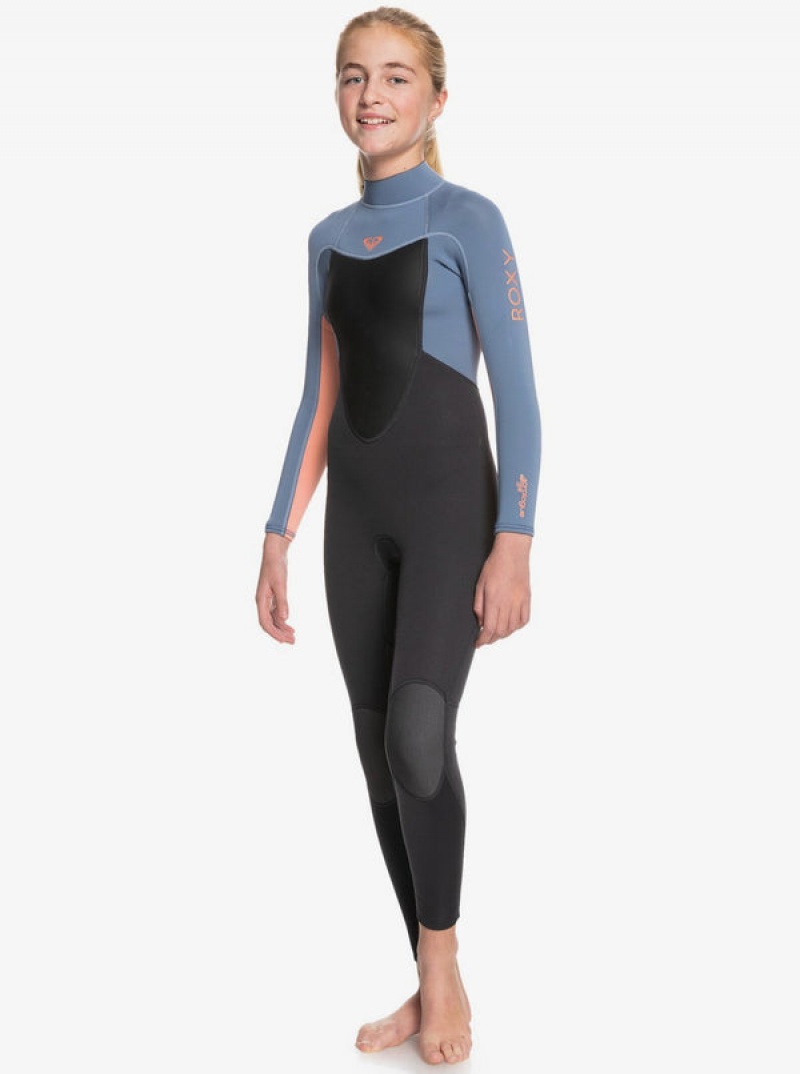 Girls' Roxy 3/2mm Prologue Back Zip Wetsuit Swimwear | 24036-KBOD