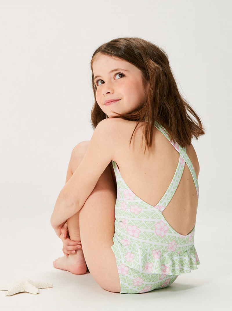 Girls' Roxy Hibiline One-Piece Swimwear | 68530-RQGW