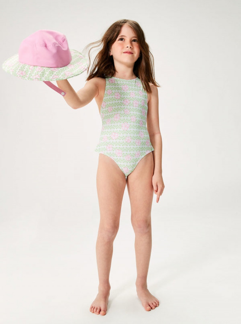 Girls' Roxy Hibiline One-Piece Swimwear | 68530-RQGW