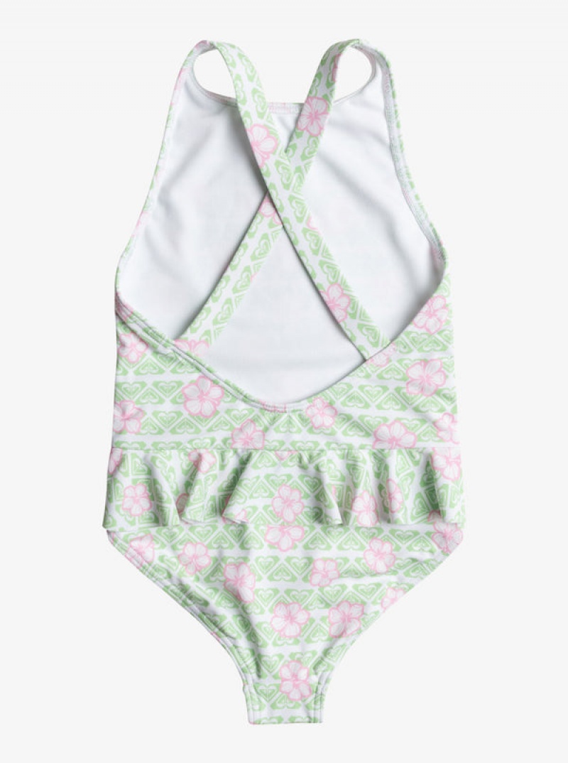 Girls' Roxy Hibiline One-Piece Swimwear | 68530-RQGW