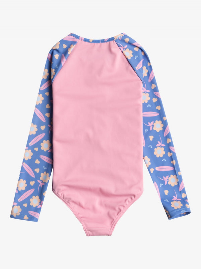 Girls' Roxy Lorem Long-Sleeve Front-Zip Swimwear | 21657-CNJR