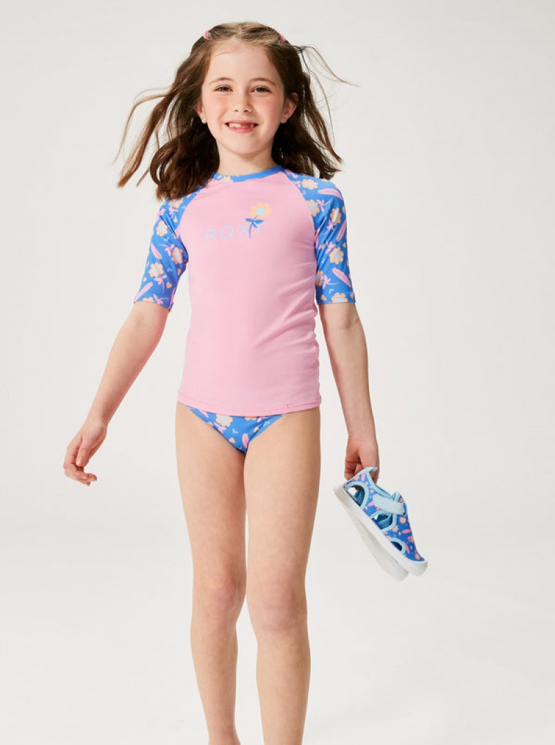 Girls' Roxy Lorem Short-Sleeve Rashguard Set Swimwear | 82710-SQAM