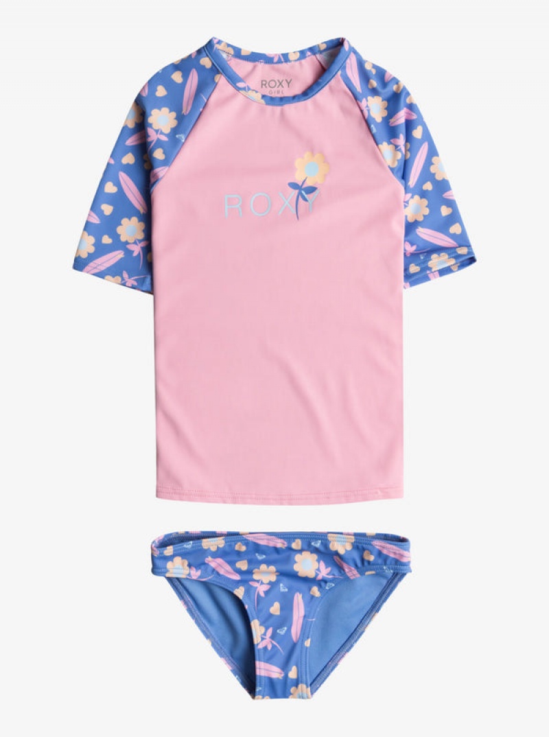 Girls' Roxy Lorem Short-Sleeve Rashguard Set Swimwear | 82710-SQAM