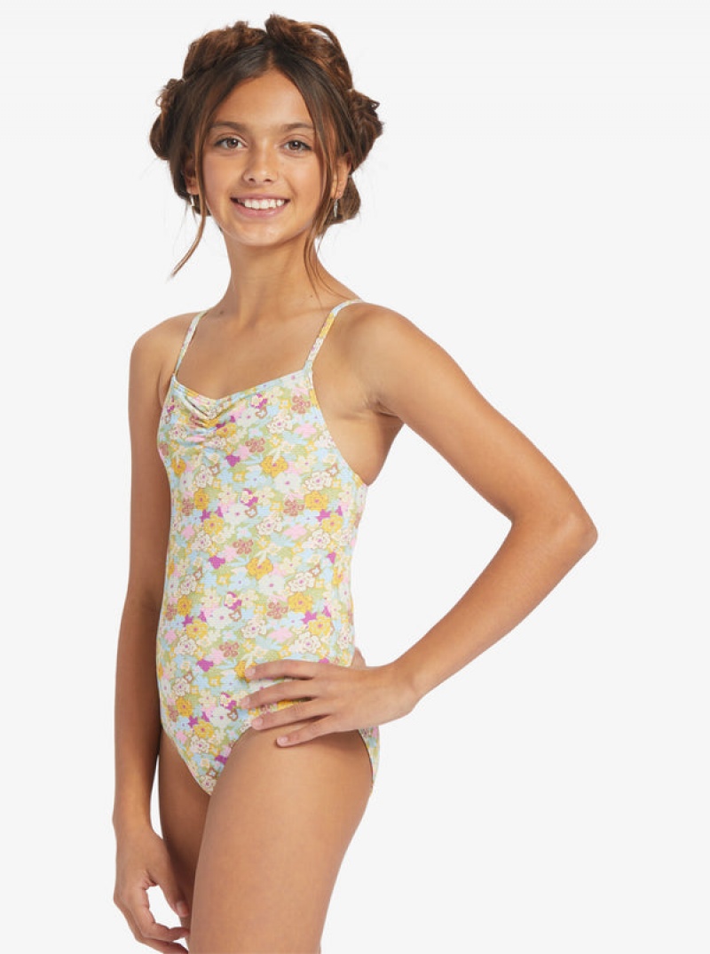 Girls' Roxy Nostalgic Seaside Long-Sleeve Swimwear | 42357-CZBL