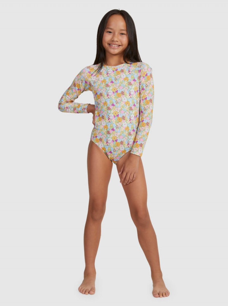 Girls' Roxy Nostalgic Seaside Long-Sleeve Swimwear | 42357-CZBL