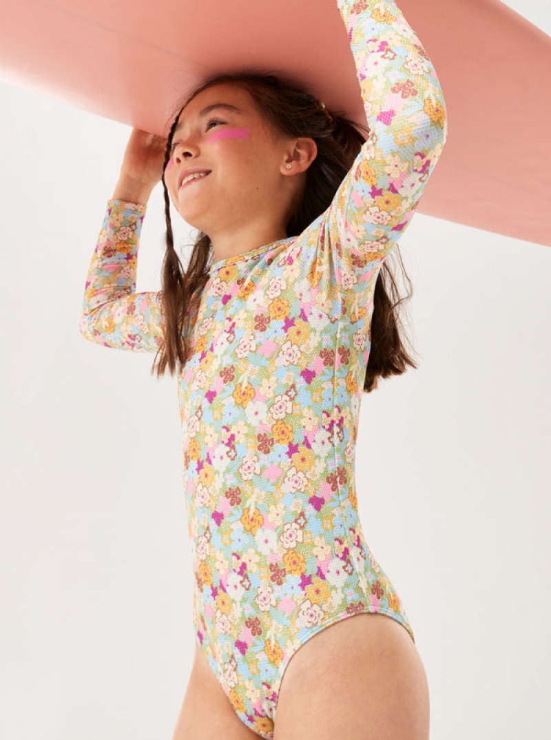 Girls' Roxy Nostalgic Seaside Long-Sleeve Swimwear | 42357-CZBL