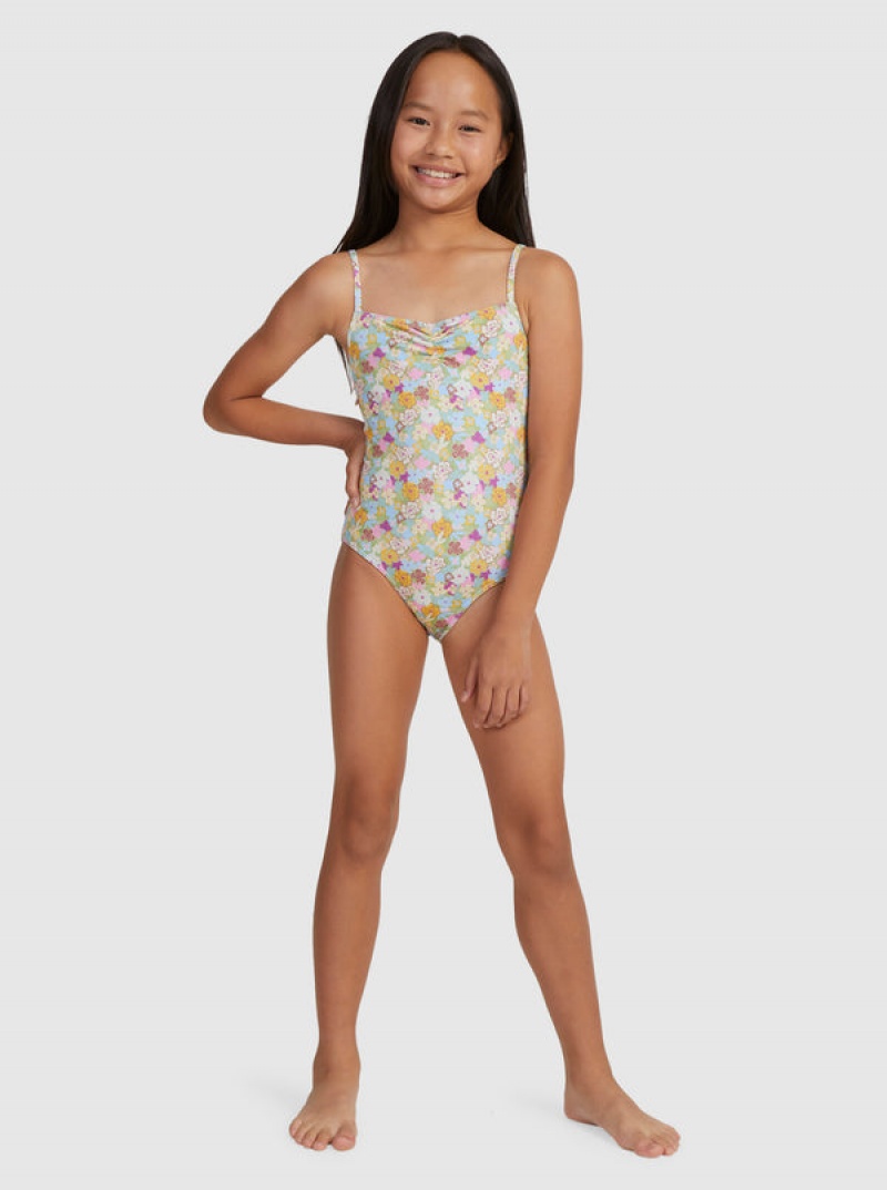 Girls' Roxy Nostalgic Seaside One-Piece Swimwear | 73941-RNCB