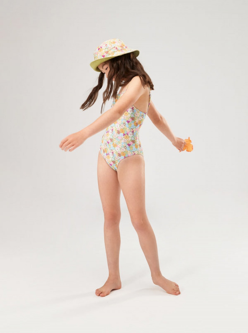 Girls' Roxy Nostalgic Seaside One-Piece Swimwear | 73941-RNCB