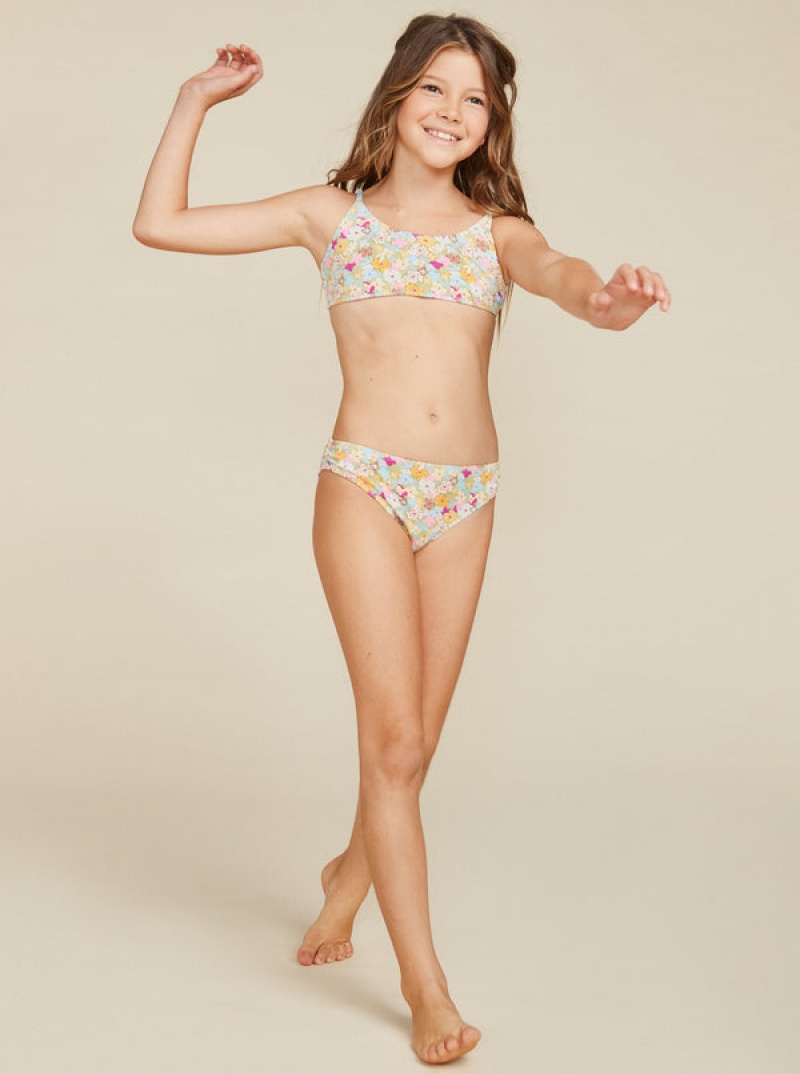 Girls' Roxy Nostalgic Seaside Two Piece Bralette Set Swimwear | 58269-UTGR