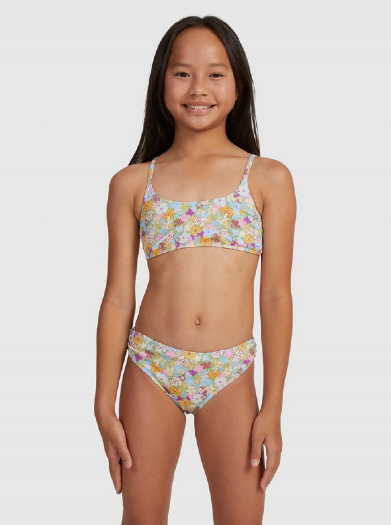 Girls' Roxy Nostalgic Seaside Two Piece Bralette Set Swimwear | 58269-UTGR