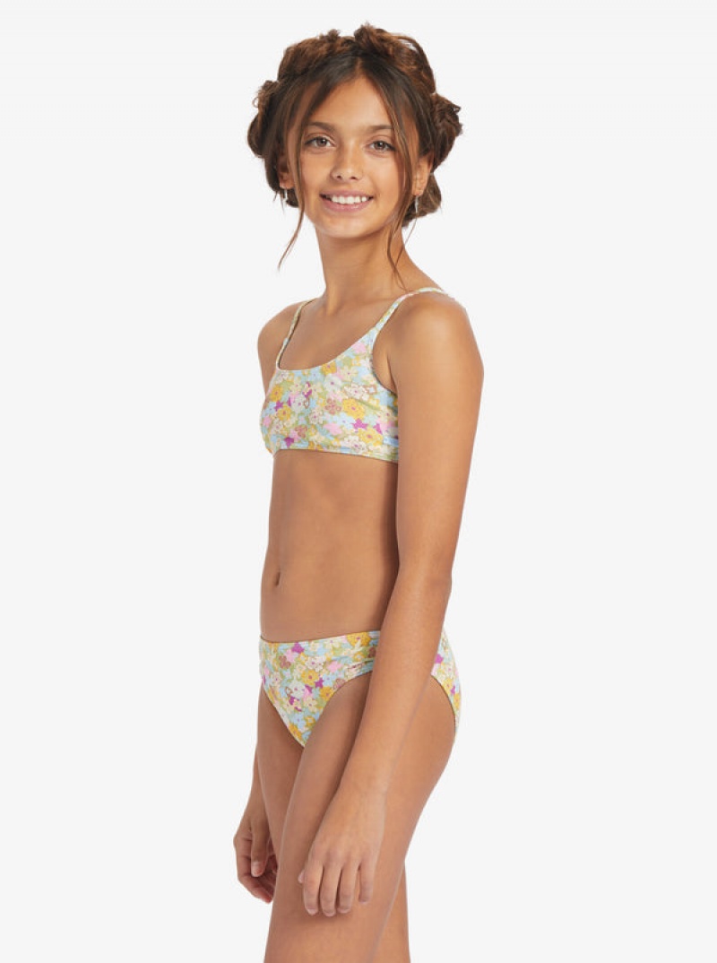 Girls' Roxy Nostalgic Seaside Two Piece Bralette Set Swimwear | 58269-UTGR