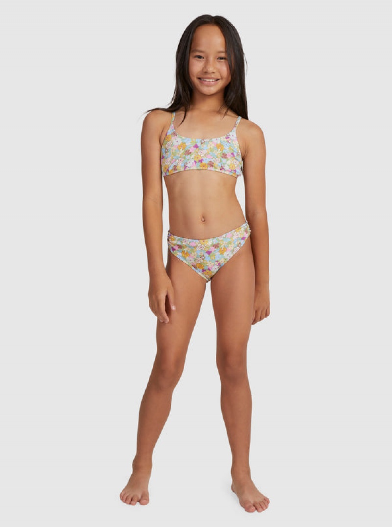 Girls' Roxy Nostalgic Seaside Two Piece Bralette Set Swimwear | 58269-UTGR