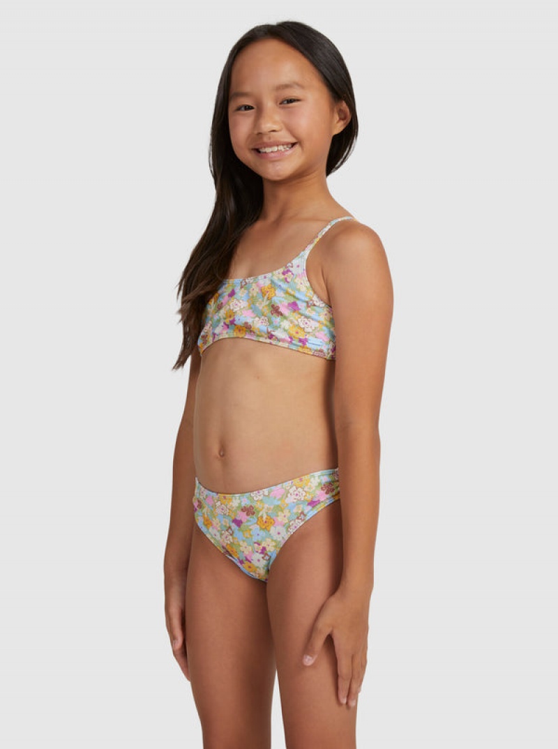 Girls' Roxy Nostalgic Seaside Two Piece Bralette Set Swimwear | 58269-UTGR