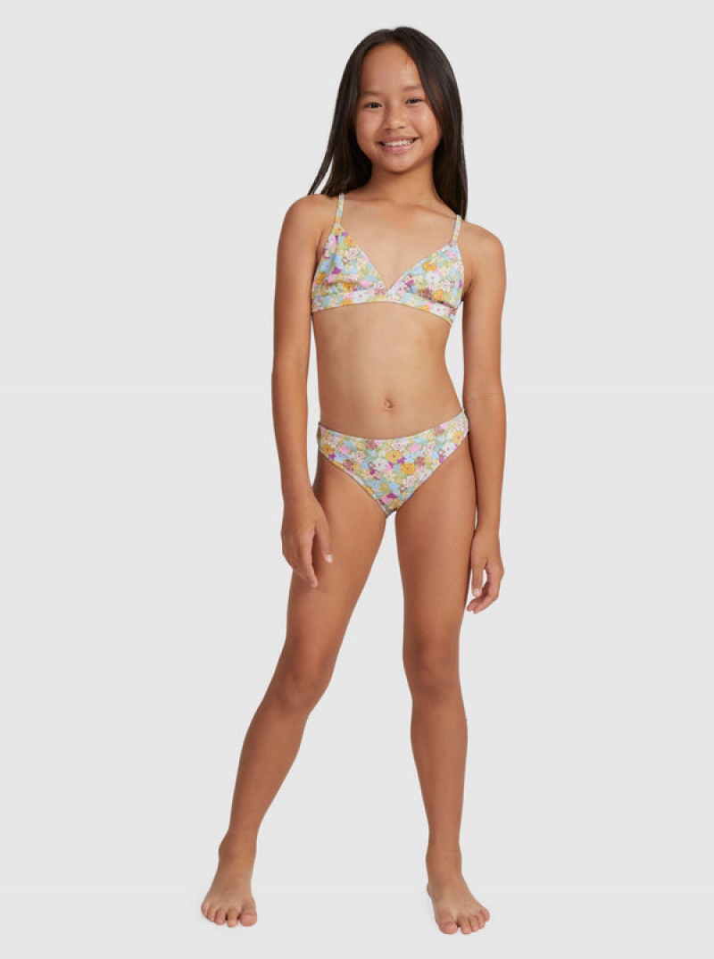 Girls' Roxy Nostalgic Seaside Two Piece Triangle Set Swimwear | 29475-YIPJ