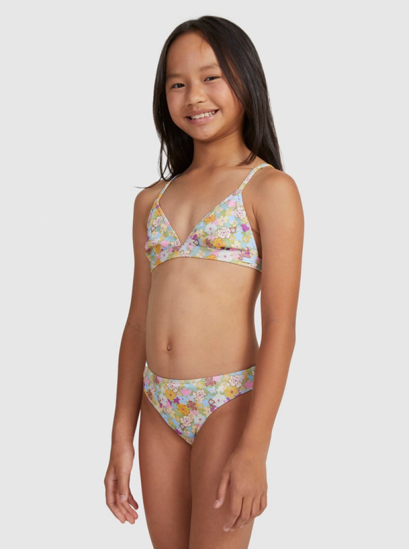 Girls' Roxy Nostalgic Seaside Two Piece Triangle Set Swimwear | 29475-YIPJ