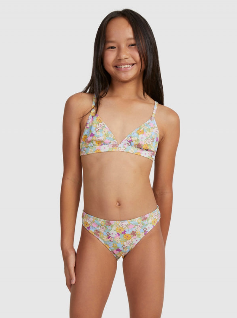 Girls\' Roxy Nostalgic Seaside Two Piece Triangle Set Swimwear | 29475-YIPJ