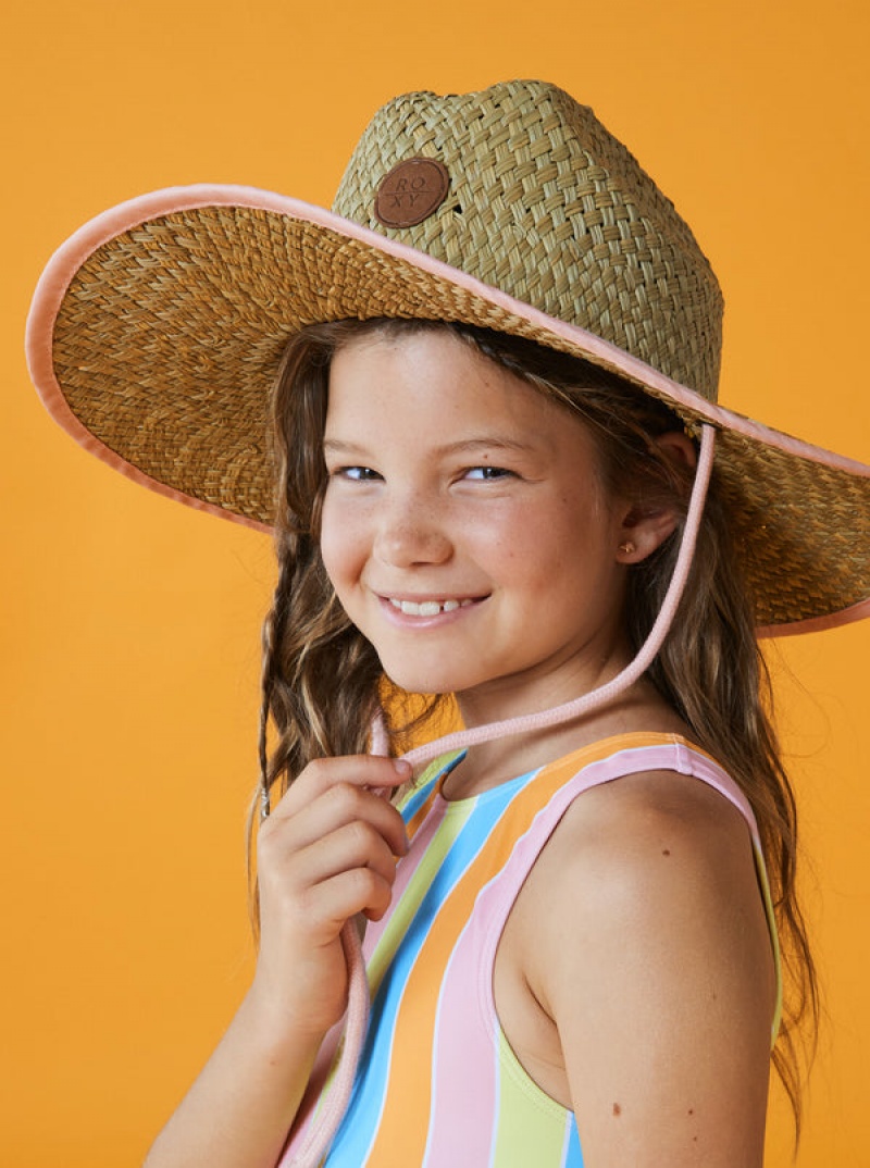 Girls\' Roxy Pina To My Colada Sun Hats | 75689-ATBZ