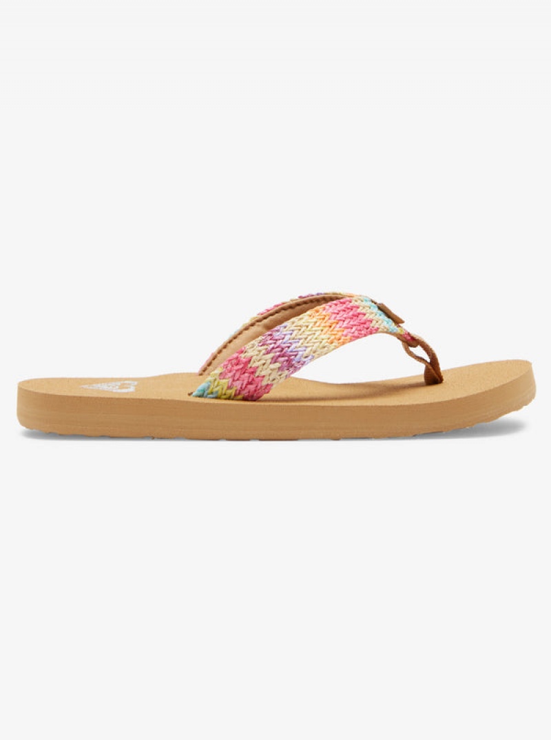 Girls' Roxy Porto Raffia Flip Flops | 09627-WPLF