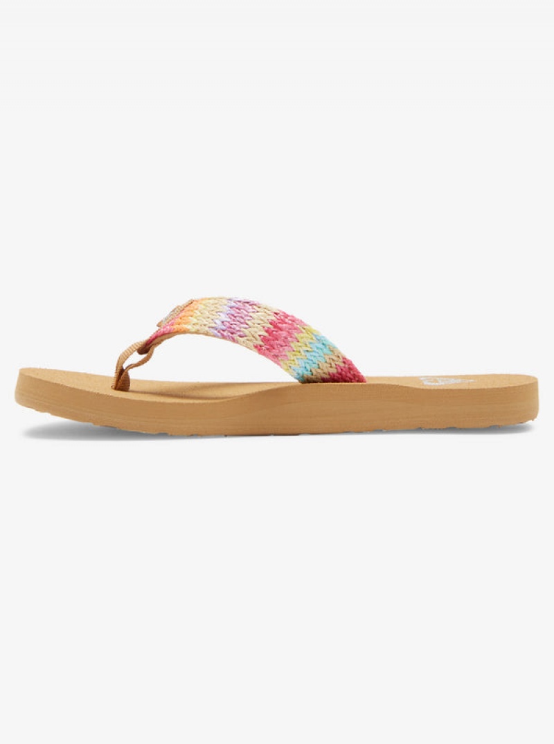 Girls' Roxy Porto Raffia Flip Flops | 09627-WPLF