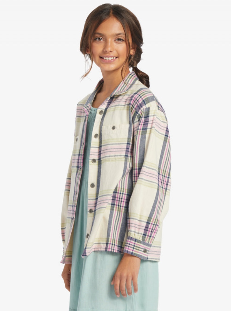 Girls' Roxy Something Beautiful Plaid Oversized Tops | 14790-MJRN