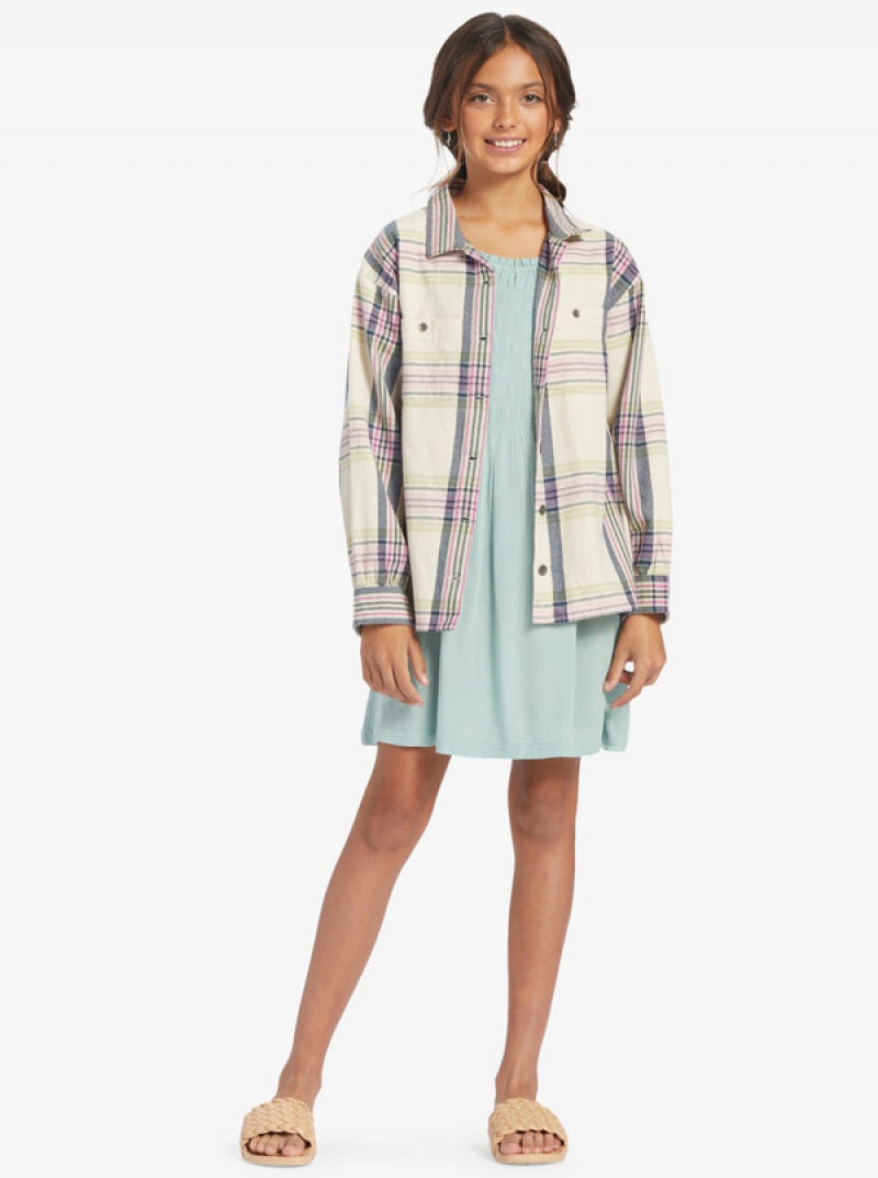 Girls' Roxy Something Beautiful Plaid Oversized Tops | 14790-MJRN