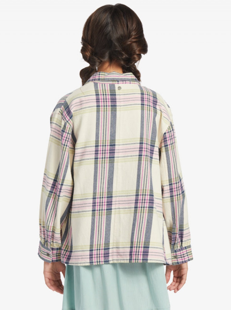 Girls' Roxy Something Beautiful Plaid Oversized Tops | 14790-MJRN