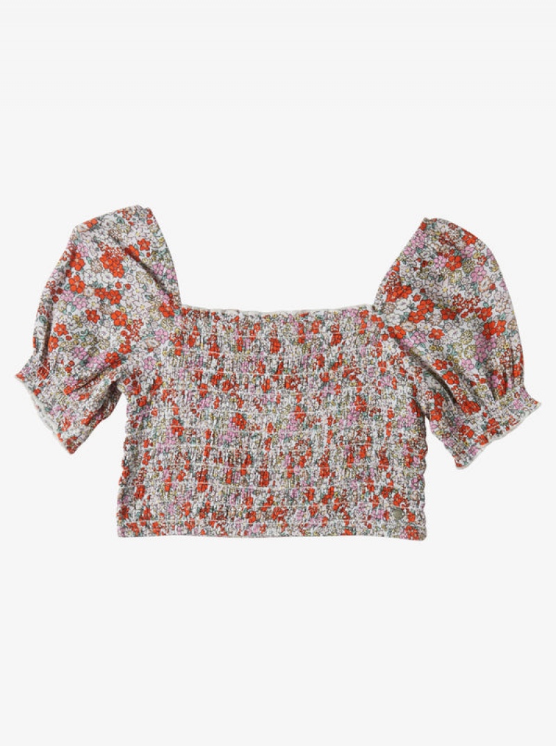 Girls' Roxy Sunday Night Sessions Shirred Tops | 42186-ZQAK