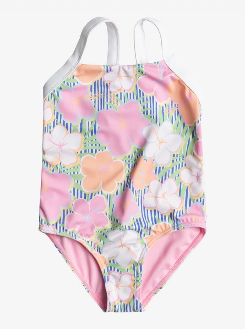 Girls' Roxy Tiny Flower One-Piece Swimwear | 21638-DYNZ