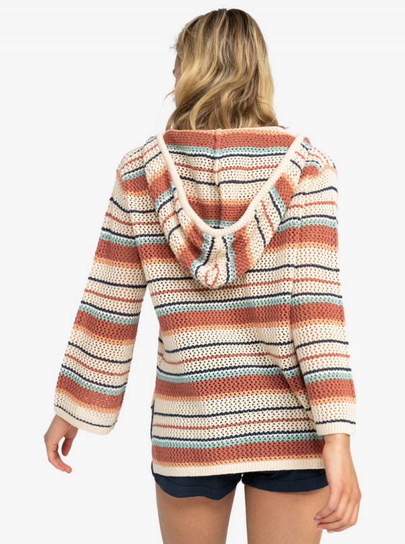 Roxy After Beach Break Stripe Poncho Sweaters | 79126-OAQL