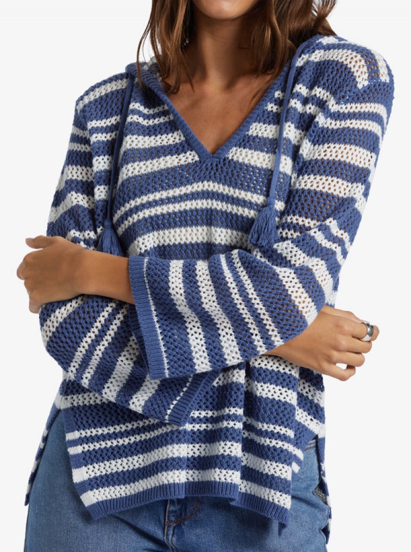 Roxy After Beach Break Stripe V-Neck Sweaters | 32506-KZIO