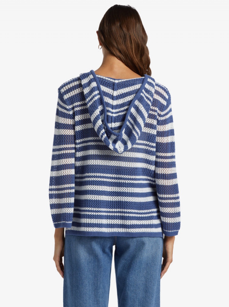 Roxy After Beach Break Stripe V-Neck Sweaters | 32506-KZIO