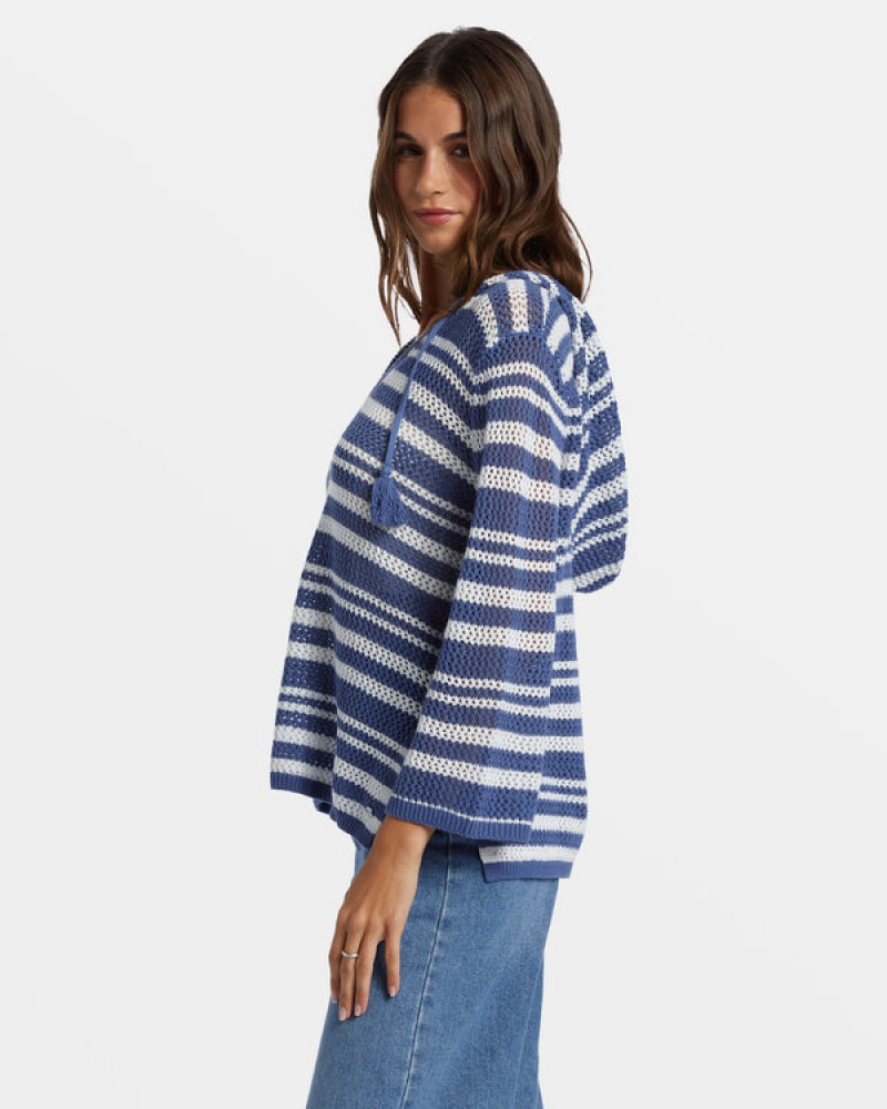 Roxy After Beach Break Stripe V-Neck Sweaters | 32506-KZIO