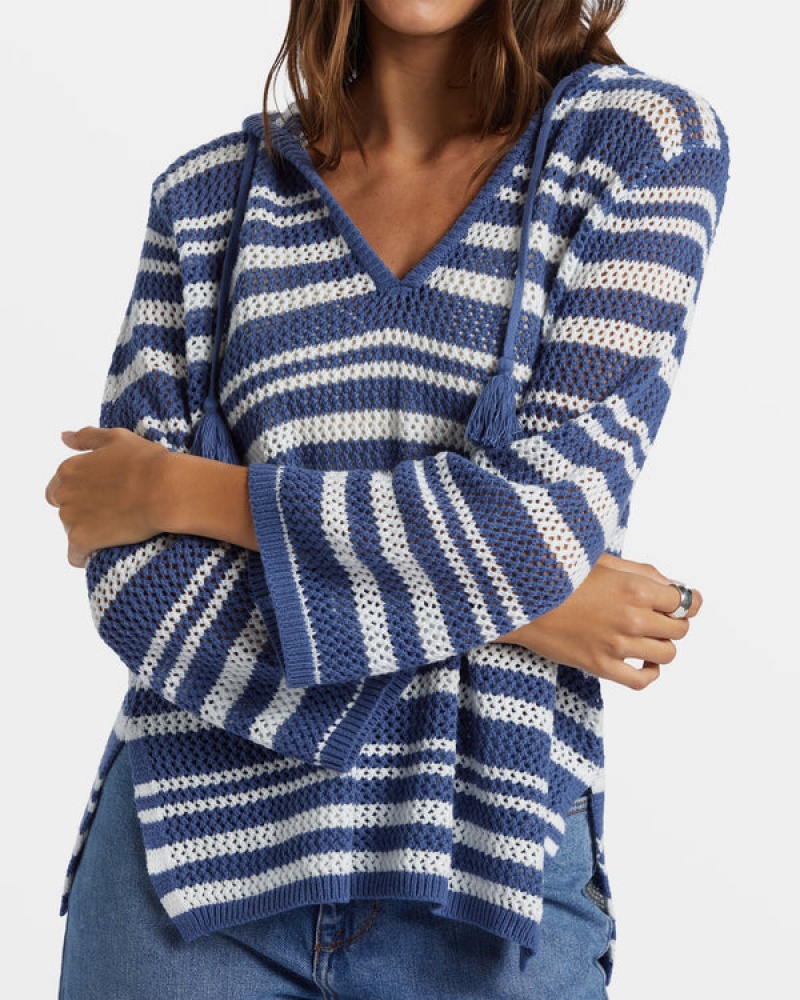 Roxy After Beach Break Stripe V-Neck Sweaters | 32506-KZIO