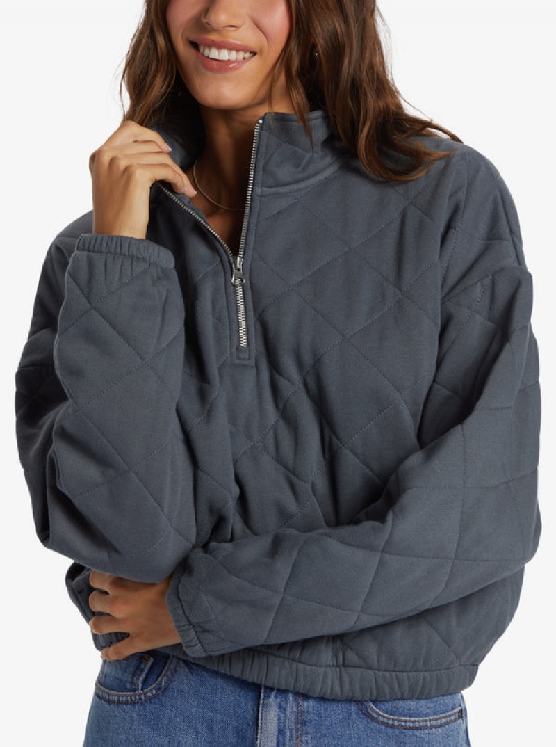 Roxy Bonfire Babe Quilted Fleece Half-Zip Hoodie | 24086-WQTO