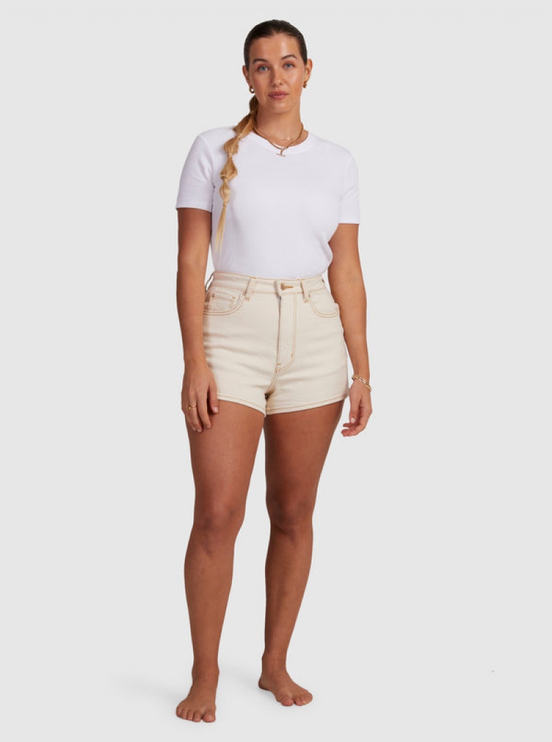 Roxy Chlo Natural Denim Shorts | 90834-HRZX