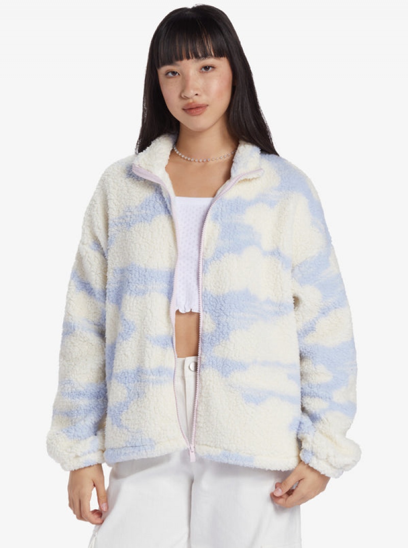 Roxy Chloe Kim In The Clouds Sherpa Full-Zip Fleece Hoodie | 37856-ILBU