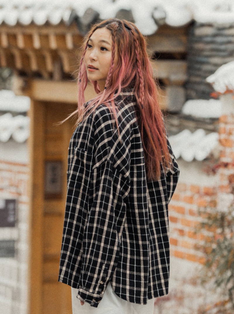 Roxy Chloe Kim Oversized Flannel Tops | 49786-ORVG