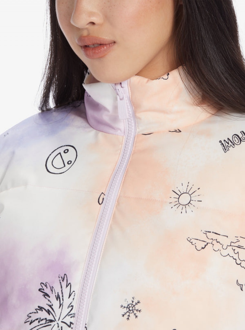 Roxy Chloe Kim Reversible Puffer Bomber Jackets | 78432-YMTC